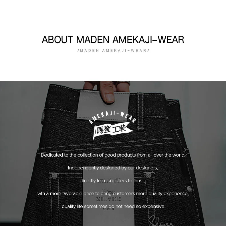 Maden Vintage 13OZ Sliver Denim Jeans for Men Selvedge Raw Denim Autumn Mid-waisted Straight Pants Male Versatile Trousers