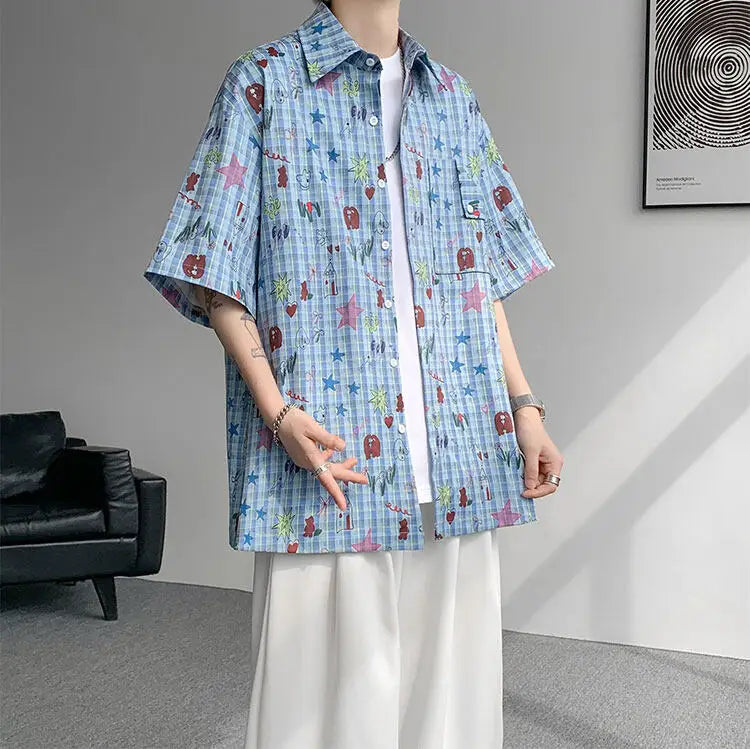 LEGIBLE Spring Summer Solid Shirts Men Casual Oversized Three Quarter Shirts Male Loose Fit Shirt for Man