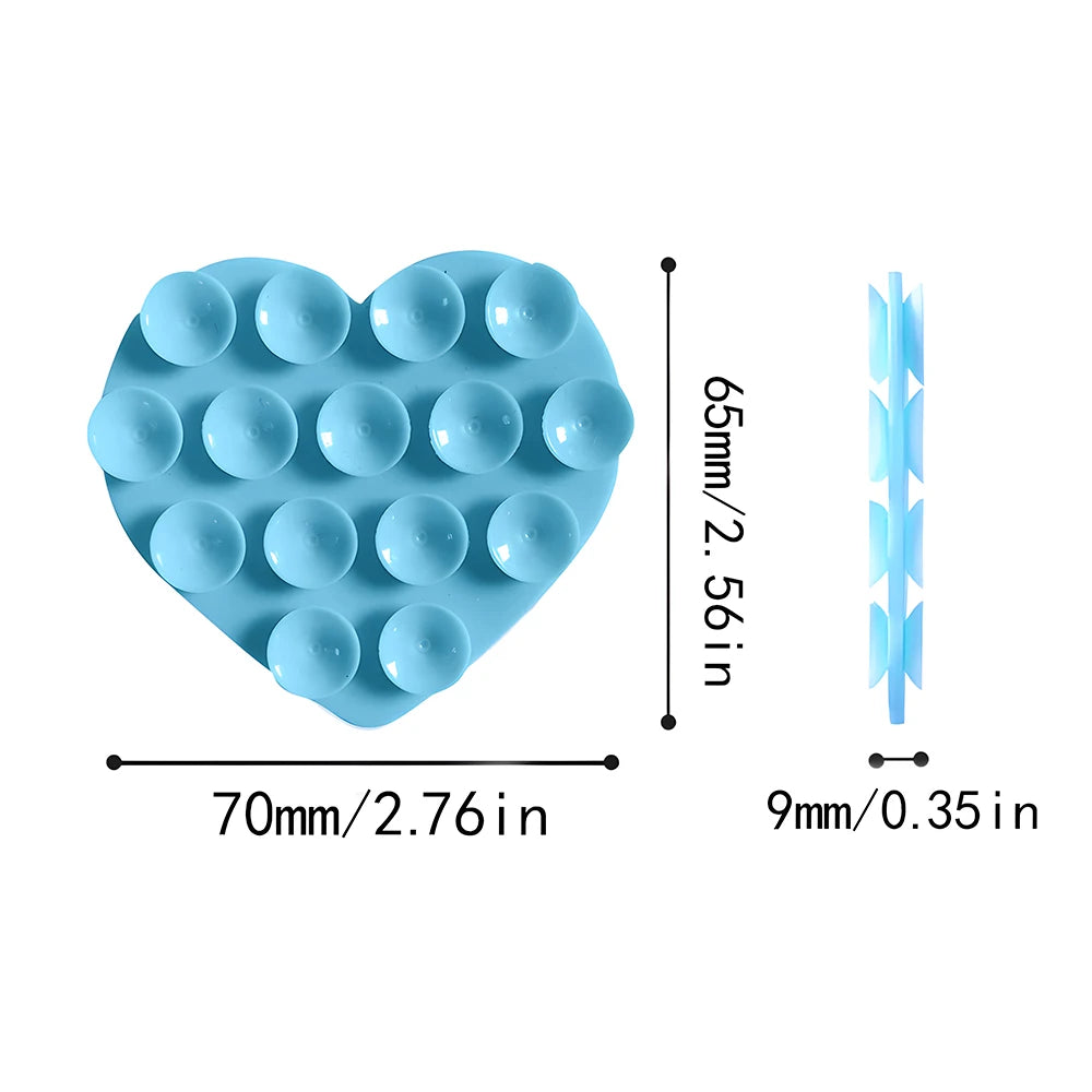 Double Sided Heart Shaped Silicone Suction Cup Phone Sticker Self Adhesive Anti Slip Suction Phone Support Bracket Suction Cup