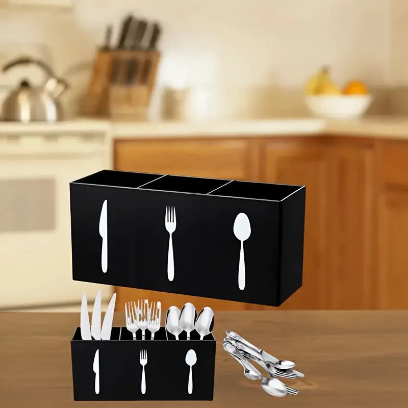 Kitchen Cutlery Organizer Knife Stand Plastic Drain Storage Holder Spoon Fork Chopstick Kitchenware Cooking Tool Tray Shelf Box