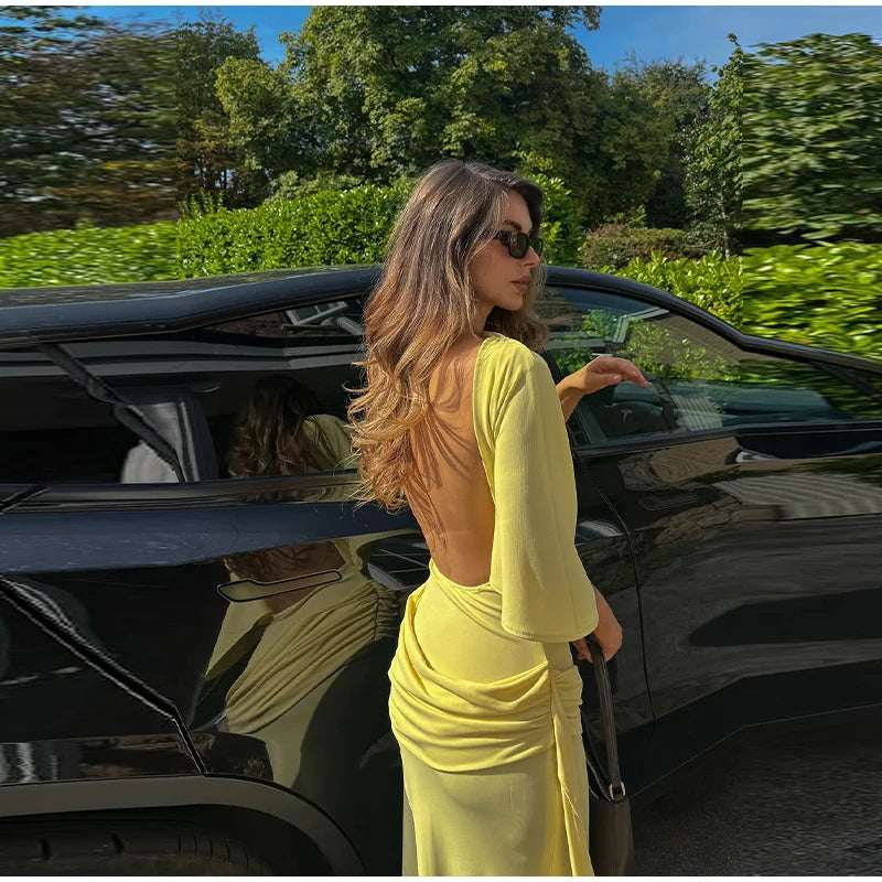 Sexy Deep V-neck Lace Spliced Sequins Long Dress Women Sleeveless Backless Hip Package Slim Dresses 2026 Spring Lady Party Gowns