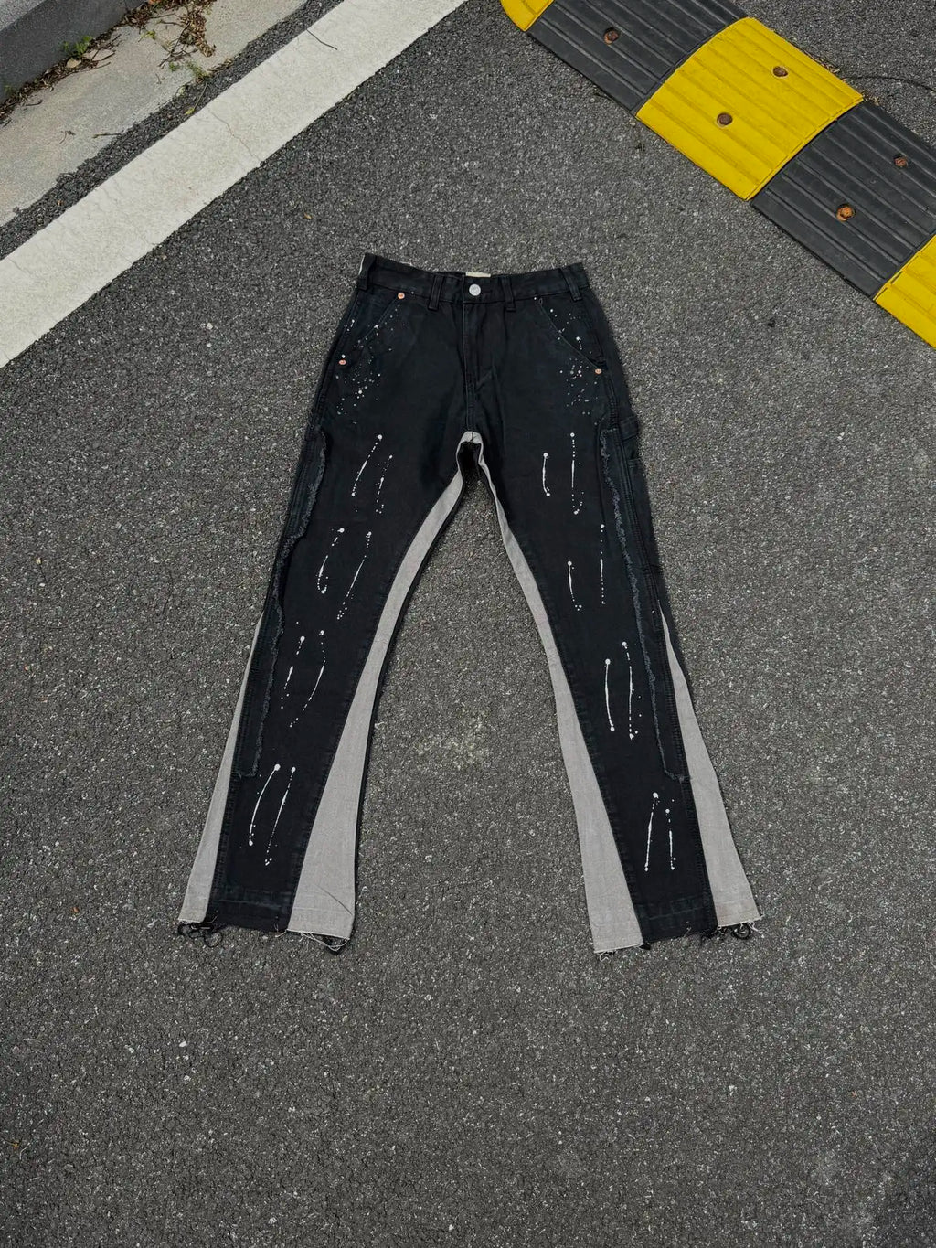 2025 Top Quality GPT Retro Distressed Soiled Ink-splashed Flared Jeans Men Casual Staight Washed Jeans Denim Pants Trousers