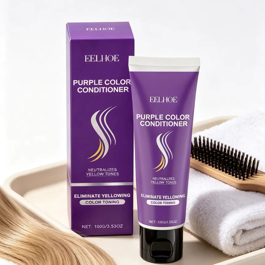 Purple Shampoo for Blonde Hair Eliminate Yellowing Bleached Silver Anti-Fading Purple Hair Mask Conditioner Essential Oil Set