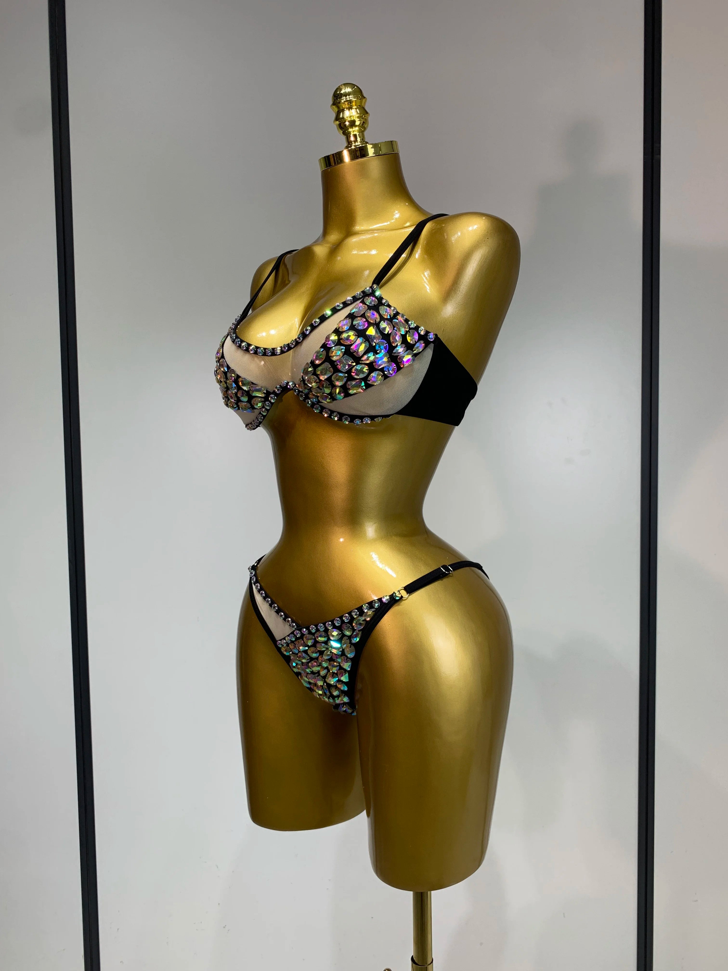 Newest Crystal Bikini Swimwear Fashion Bar Bikini Blingbling Swimwear Bikini Popular Bathingsuit Bikini Nightclub Stage Outfit