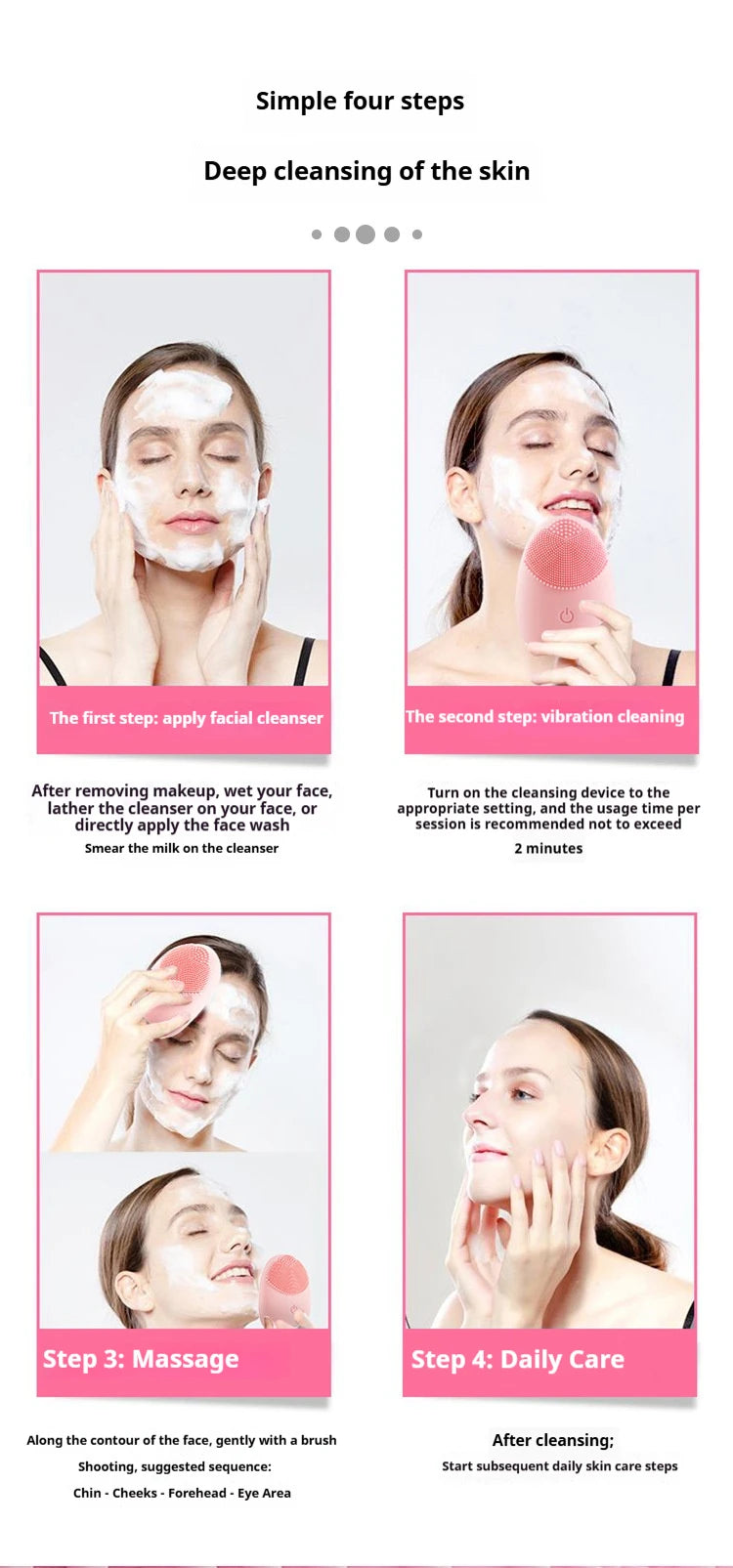 Electric Silicone Facial Cleanser Massager Skincare Massage Tool Beauty Machine Vibration Cleaning Of Pores Self Provided Batter