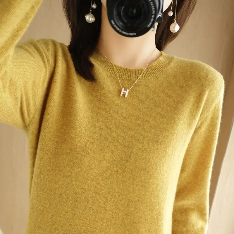2026 Women Sweater Spring Autumn Long Sleeve O-neck Pullovers Warm Bottoming Shirts Korean Fashion Sweater Knitwear Soft Jumpers