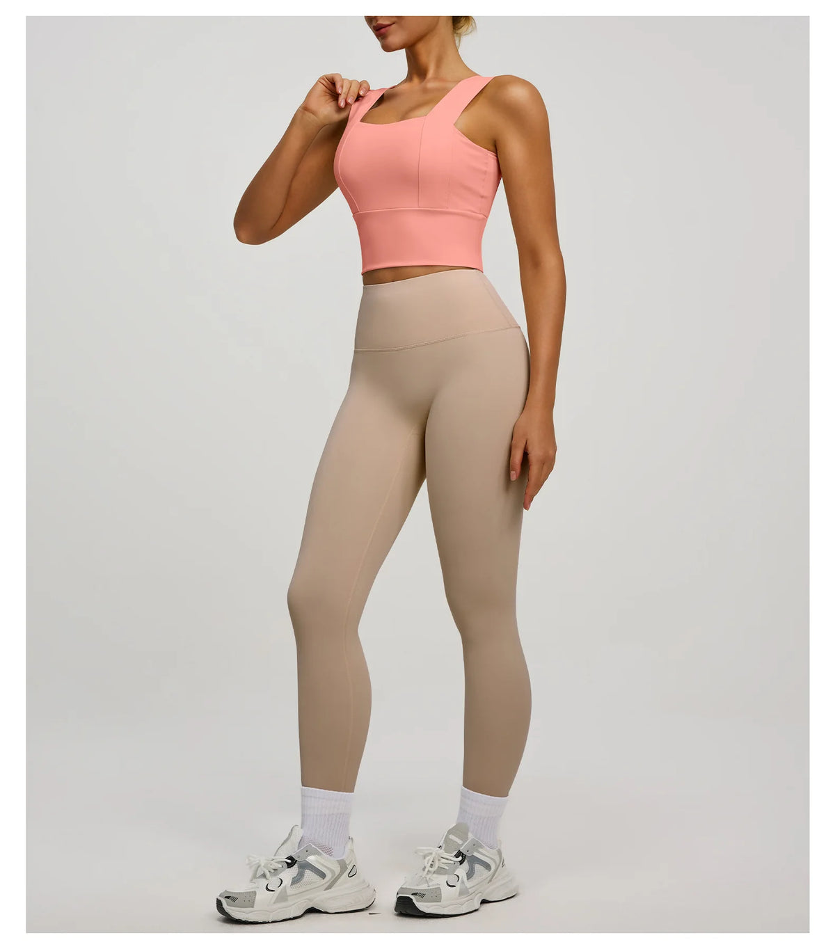 Solid Color Bra, Trousers, Yoga Suit, Tight and Thin, Nude Running Sports and Fitness Clothes