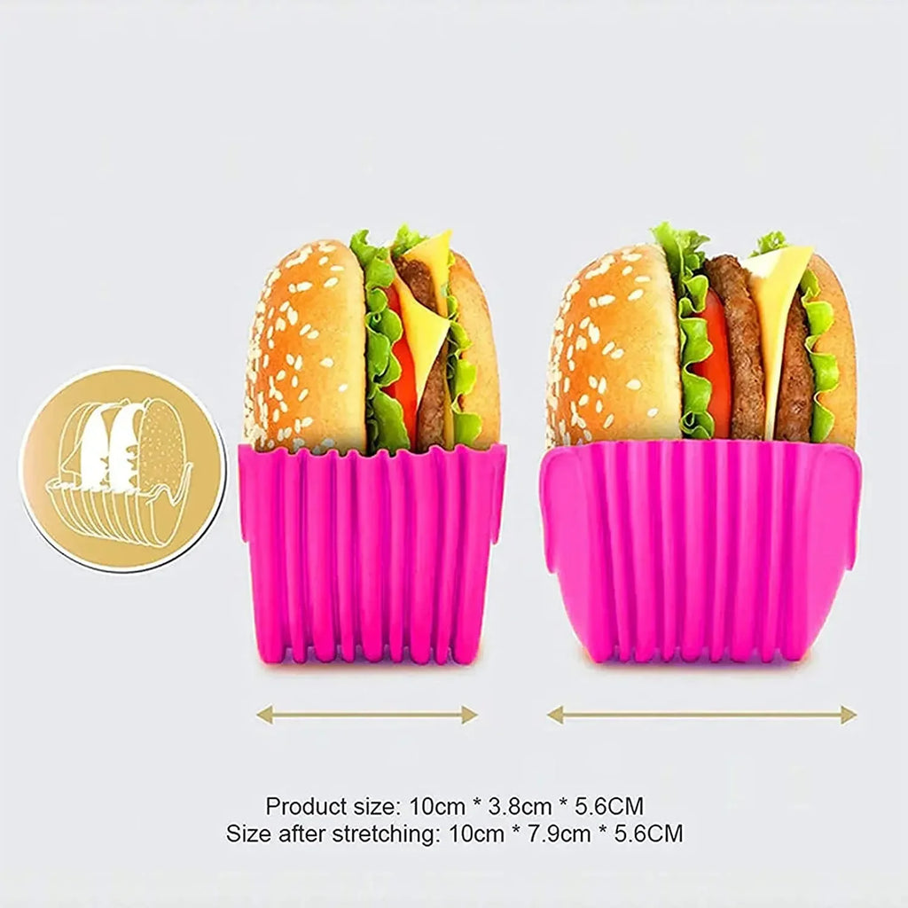 1-4pcs Reusable Burger Rack Useful Gadgets Silicone Frame Burger Tool Holder Shelf Storage Kitchen Organizer Tools Dining Bar LI