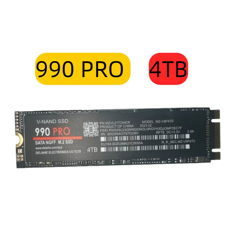 Original 980Pro 990Pro for Laptop Desktop PC SSD Internal Solid State Drive Portable M.2 NGFF PCIe 4.0 High Speed Up to 7400MB/s