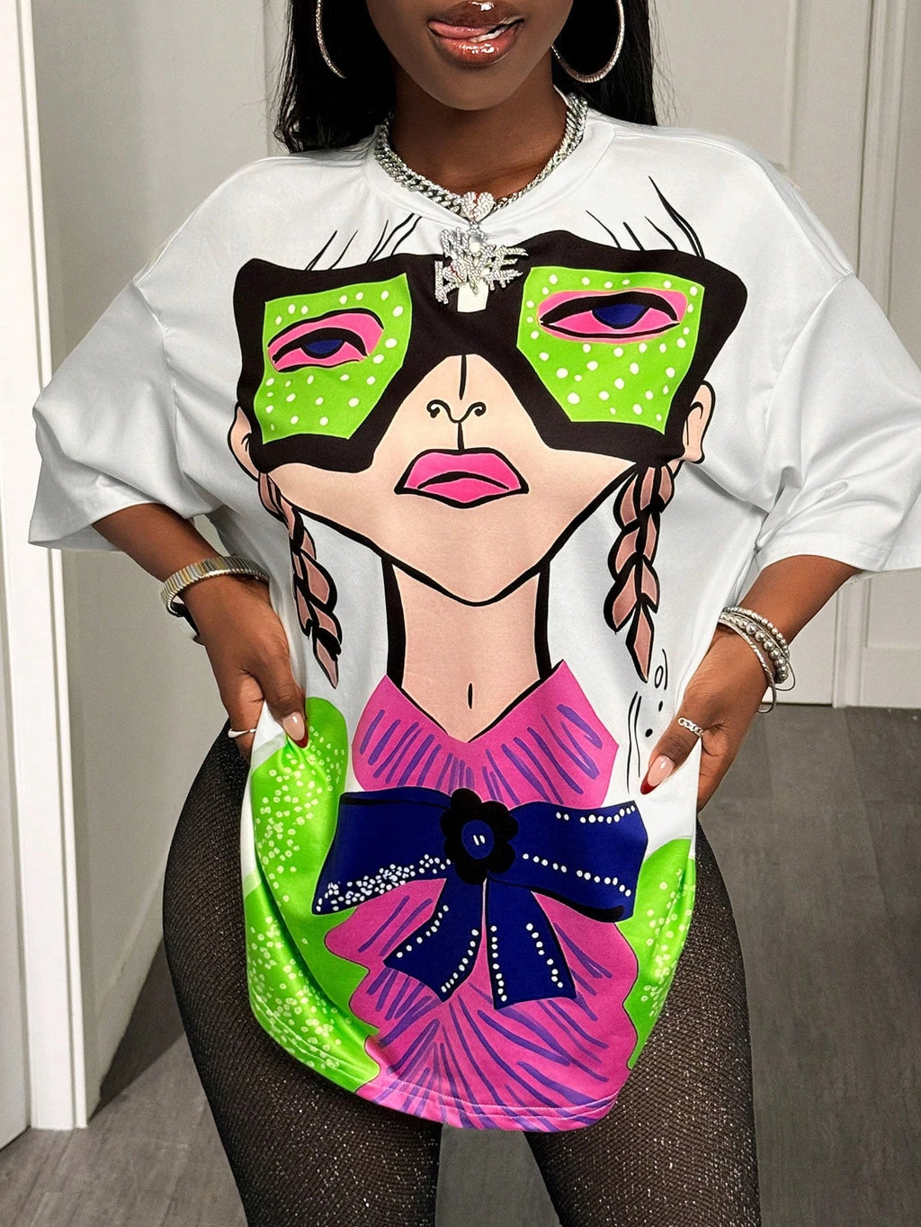 BamGleam Oversized T-shirt Loose Casual Hip-Hop Style Graphic Printed Women T-Shirt Summer Fashion Y2k Ladies Clothes Female Tee