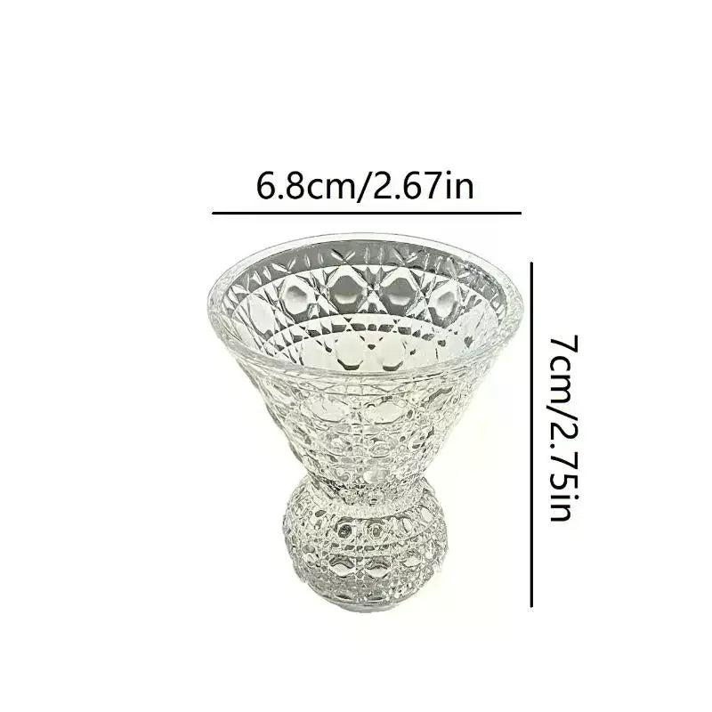 Retro Gem Pattern High Stem Glass Cup Nordic Pure Color Universal Drinkware For Ice Coffee Juice Bubble Water