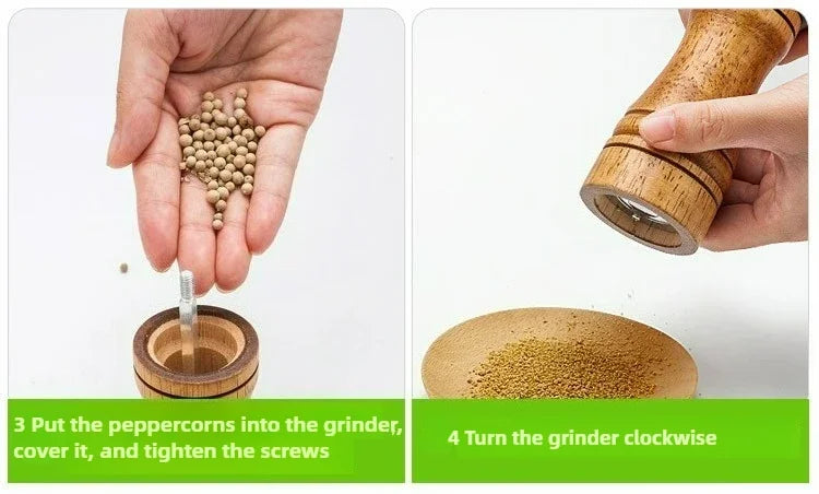 Wood Pepper Grinder,  Salt Mill Pepper Grinder, Salt Shakers with Adjustable Ceramic Rotor Wood Pepper Grinder for Your Kitchen