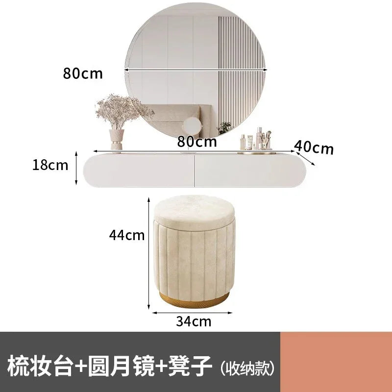 Cream suspended dressing table modern minimalist bedroom dressing table wall mounted dressing table mirror combination u q