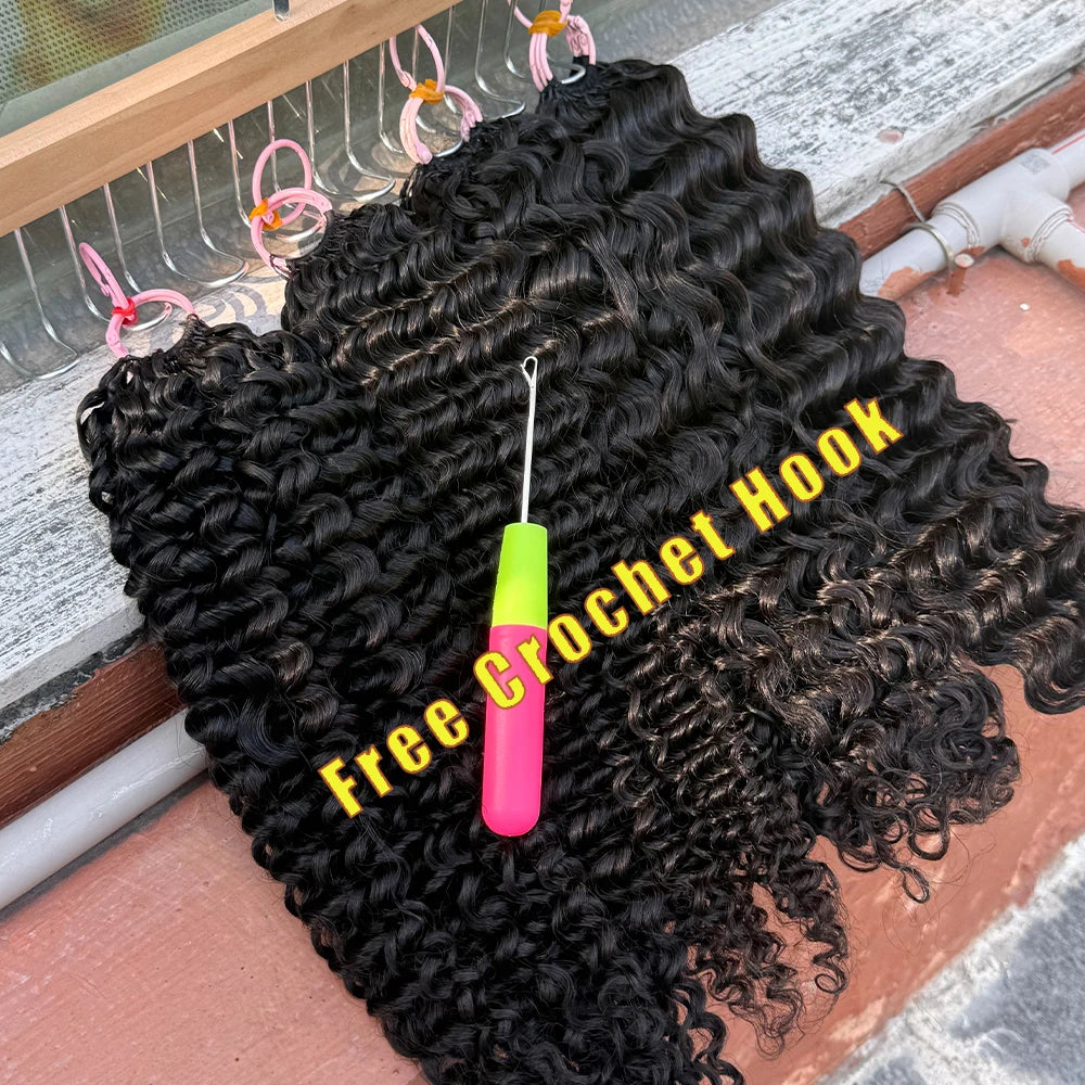 Water Wave Crochet Human Hair Extensions No Shedding Invisible Crochet Feather Braiding Natural Color Body Wave Hair Extension