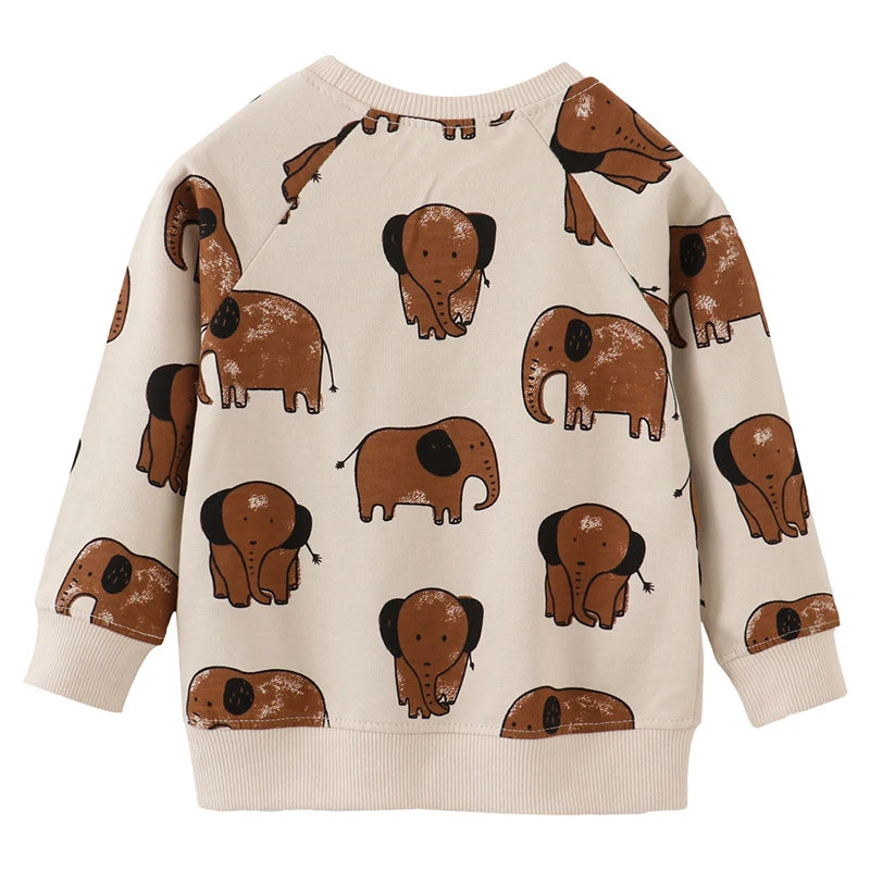 Little maven New Tops Kids Clothes Baby Boys Autumn Children's Clothing 2024 Spring Cartoon Elephant Infants Sweatshirts Hoodie