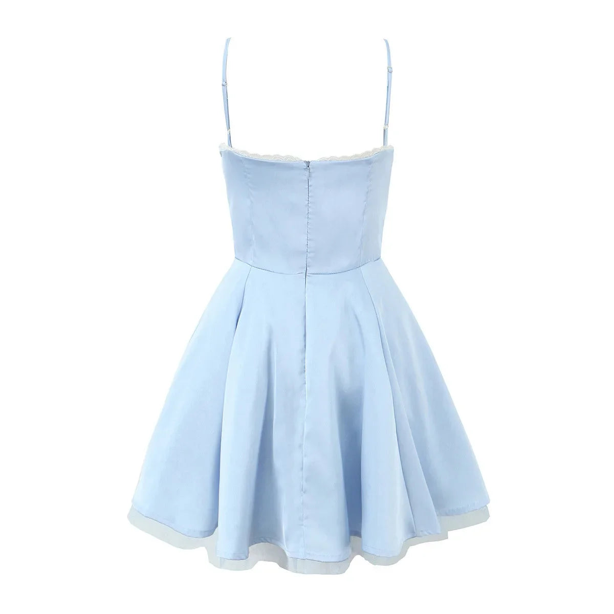 Women Retro Party Mini Dress 2024 New Fashion Satin Three-layer Three-dimensional Steel Ring Lace Stitching Short Dress Elegant