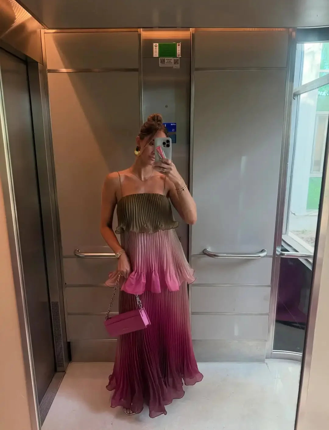 Chic Multicolored Pleated Women Maxi Dress Elegant Spaghetti Strap Ruffle Tiered Flowy Vestidos 2026 Summer Lady Vacation Outfit