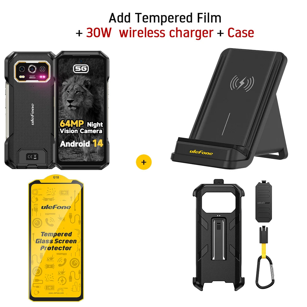 Ulefone Armor 27 Pro 5G 10600mAh Smartphone 50MP Camera 64MP Night Android 14 Rugged Phone Up to 24GB+256GB NFC Waterproof Phone