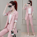 Two Piece Set Pants for Women Professional Trouser Suit Blazer and Womens 2 Pant Sets Top Outfit Wear To Work Office Pink Classy