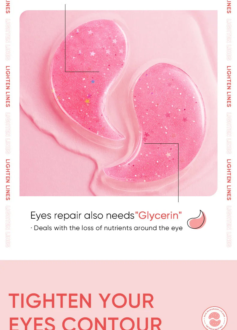 60 Pieces of Rose Starry Sky Collagen Eye Mask, Anti-Dark Circles, Anti-Eye Bags, Moisturizing and Firming Eye Patches, Eye Skin Care