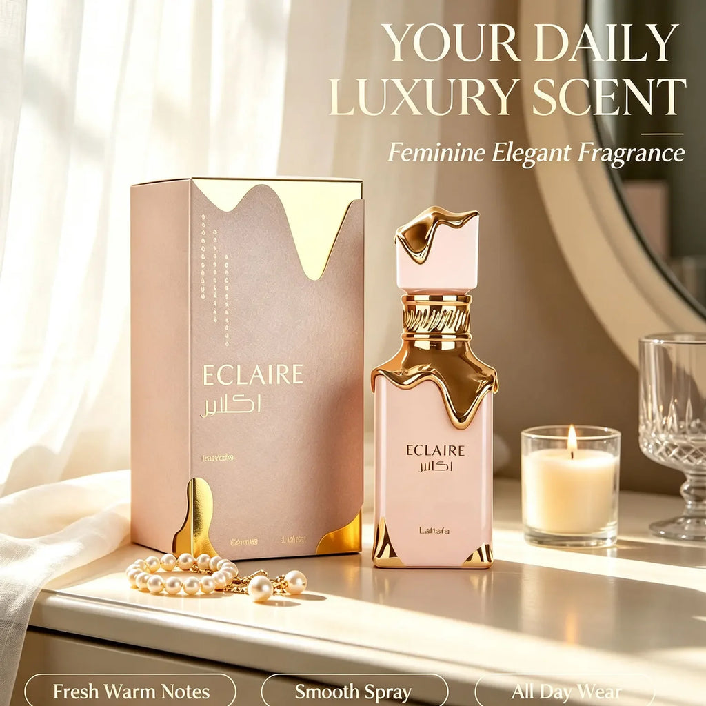 Lattafa Eclaire Eau De Parfum for Women 100ml 3.4oz Long Lasting Exquisite Regal Arabian Perfume Luxury Valentine Gift Women Fragrance Spray