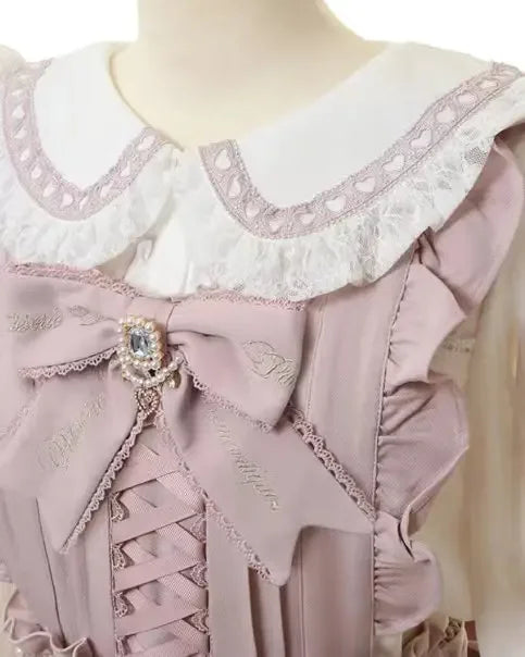 Japanese Liz Dress Sweet Girls Mine Bow Two-Way Detachable Apron Suspender Dress Women's Slim Bow Sleeveless Strap Dress Girls