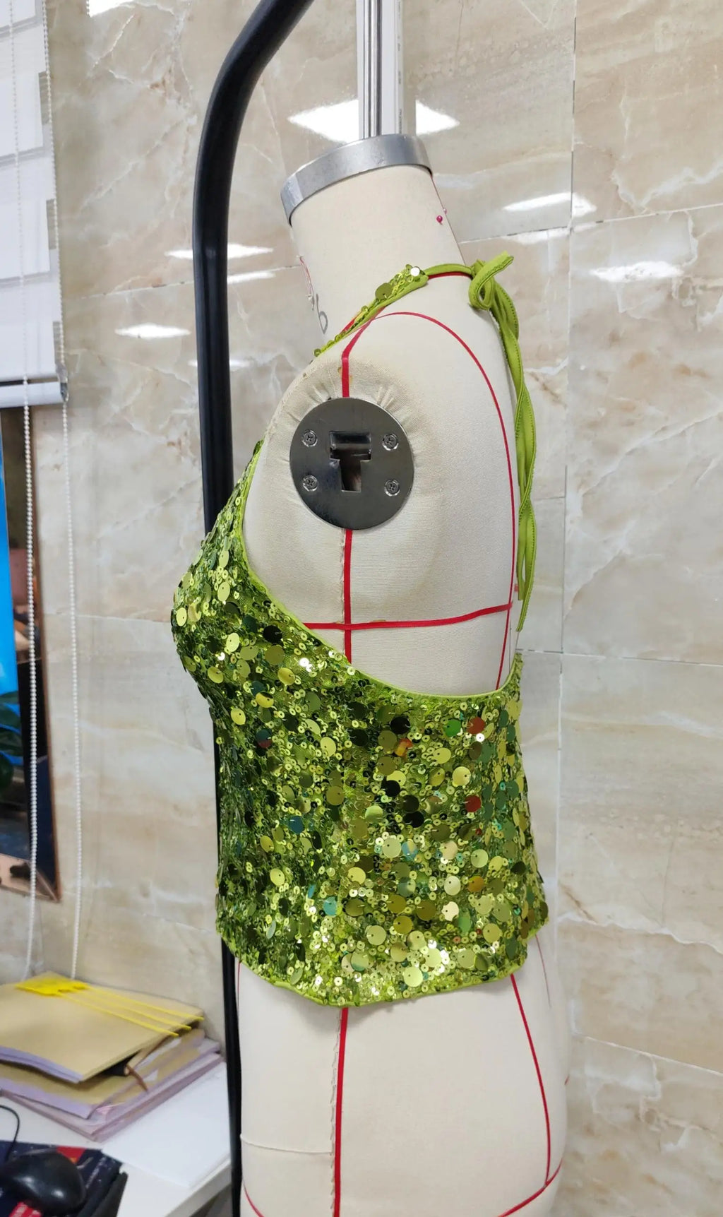 Women Low-Cut Y2K Sequins Crop Tops Halter Neck Tie Backless Tank Top Summer New Sexy Nightclub Party Clothes