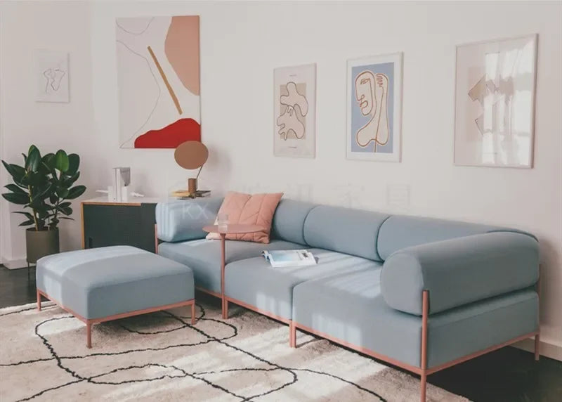 F1 minimalist small apartment metal fabric light luxury modern living room exhibition hall complete sofa