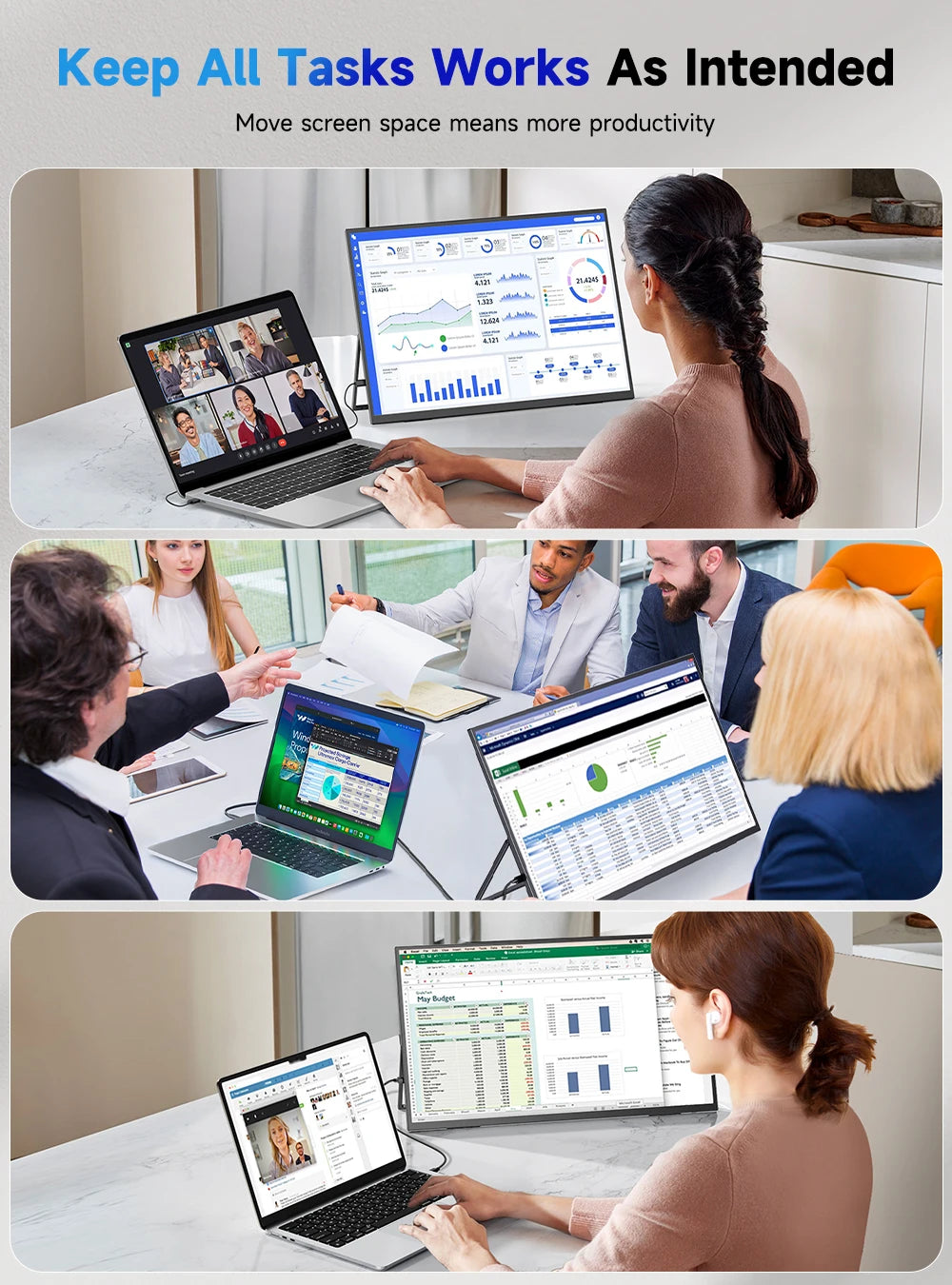 EVICIV 23.8" 120Hz Touchscreen Portable Computer Monitor 1080P 100% sRGB HDMI USB-C HDR Freesync Laptop Display For Steam Deck