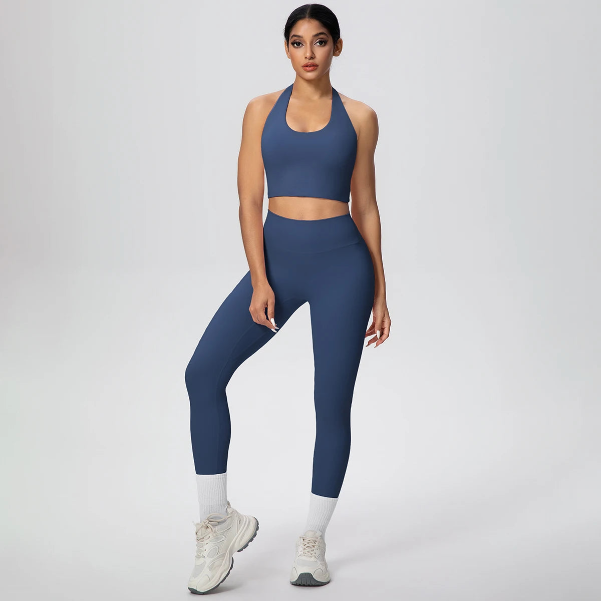 2PCS/set Yoga Set for Woman's Sexy Backless Halter Bra Sports Top Quick Drying Legging Summer Gym Fitness Pants Yoga Set