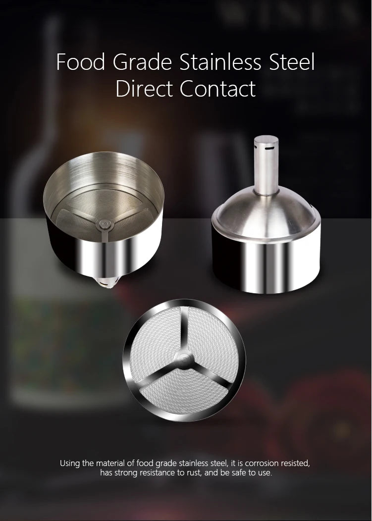 Stainless Steel Wine Aerator Shower Funnel with Sediment Strainer