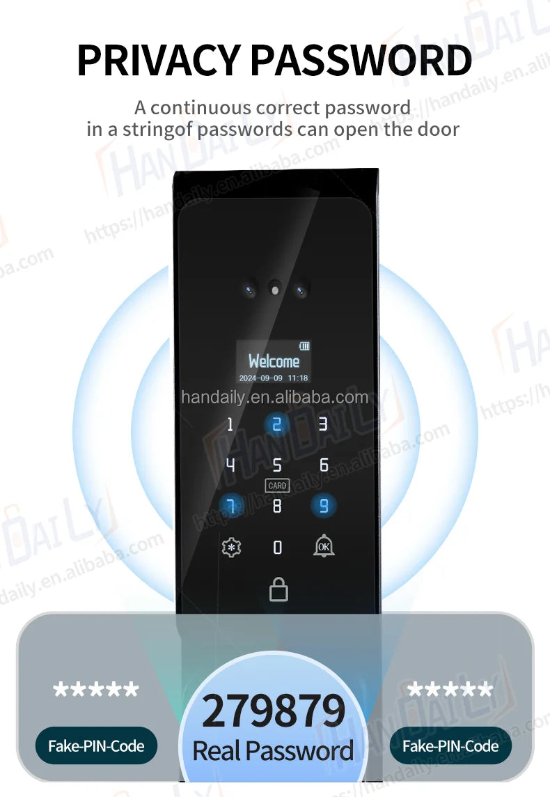 Waterproof App Smart Real Time Video Call Digital  3D Face Recognition Smart Biometric Fingerprint Digital