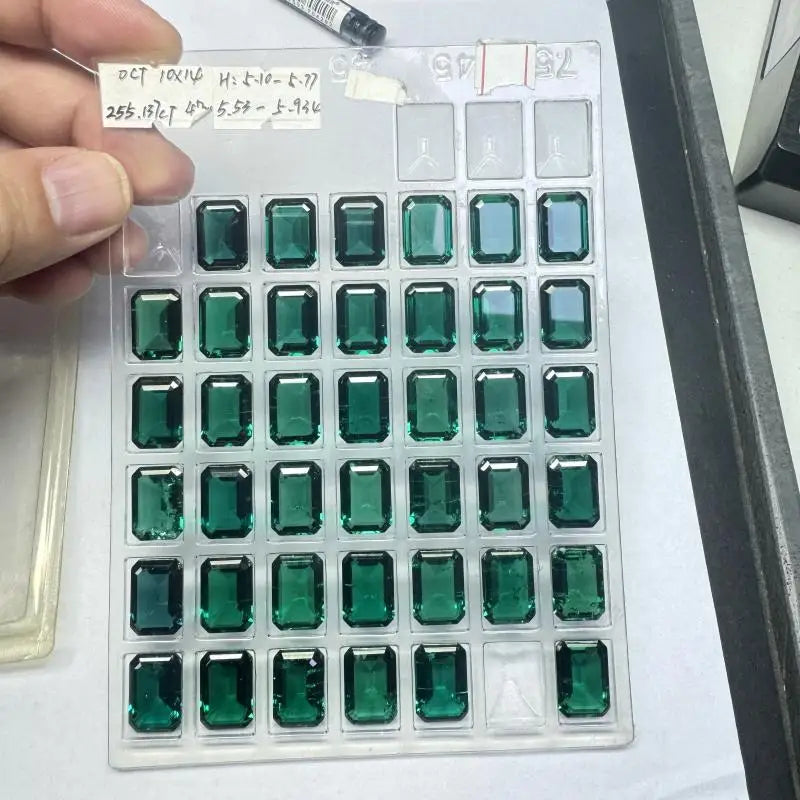 Top Lab Grown Zambia Emeralds Hydrothermal Emerald Hand Cut with Cracks Inclusions Inside Selectable  Certificate