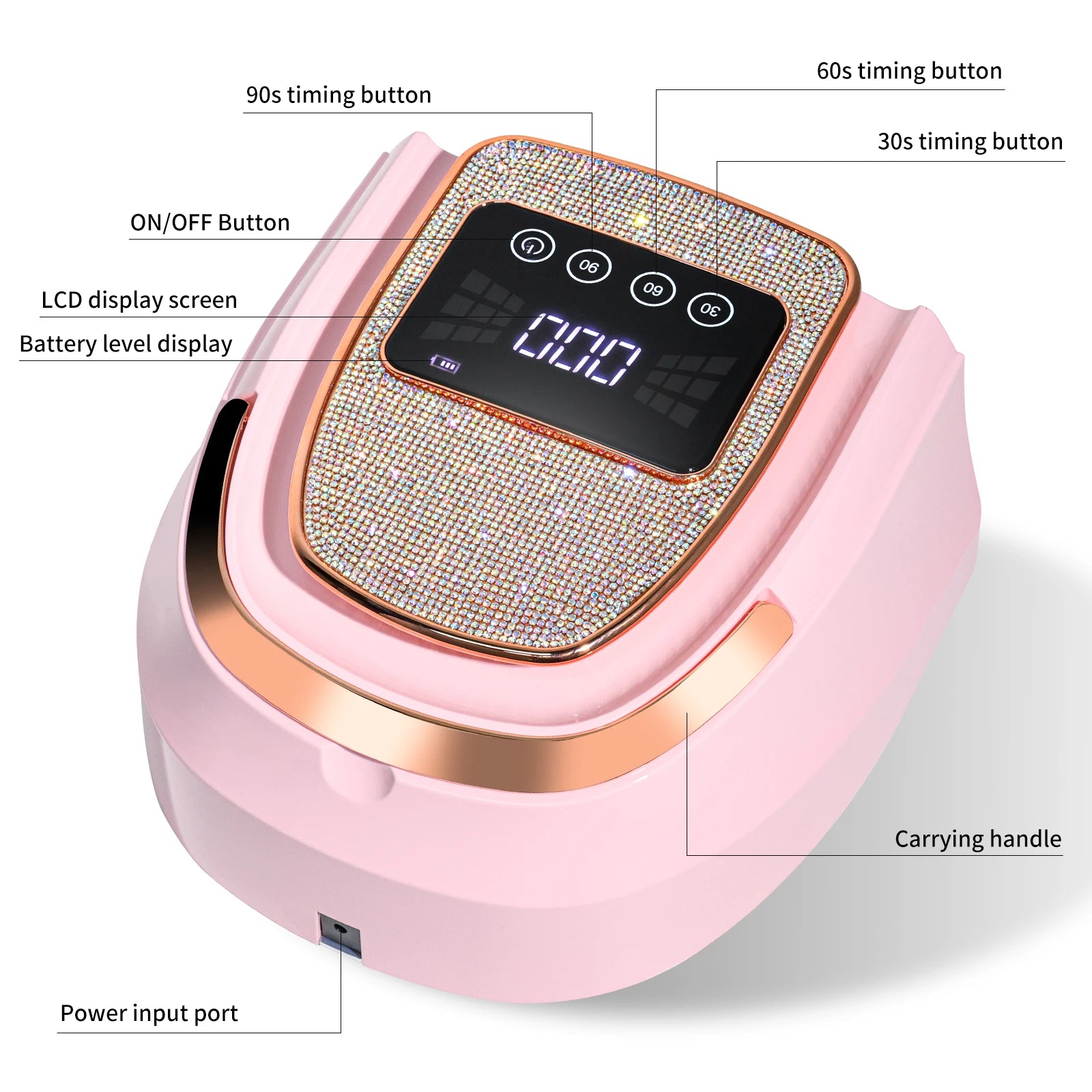 Professional UV LED Nail Lamp Rechargeable 30 LED Nail Dryer Suitable for All Gel Nail Polish Curing Lamps Manicure Salon Tools