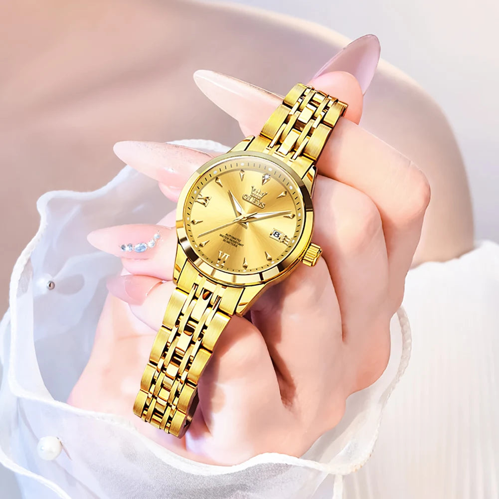 OLEVS 9956 Watch For Women Auto Date Elegant Mechanical Women Watch Waterproof Simple Fashion Business Automatic Wristwatch