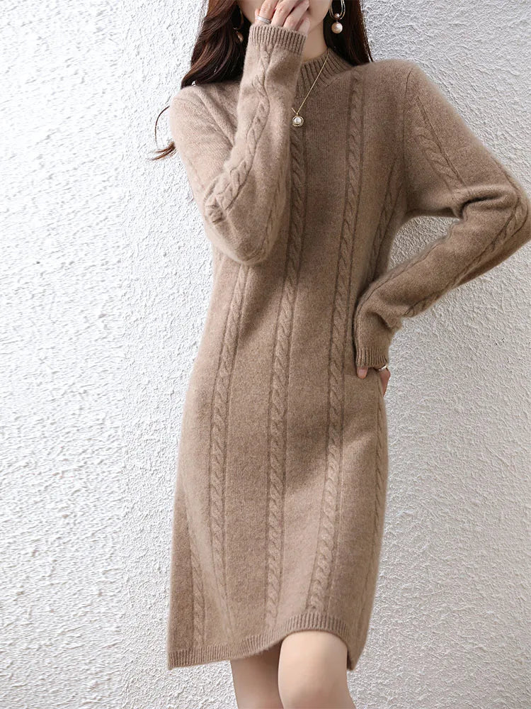 Cashmere Women's Sweater Knitted Dresses 100% Merino Wool Ladies Autumn Warm Elegant Dress Winter Female Pullovers Casual Skirts