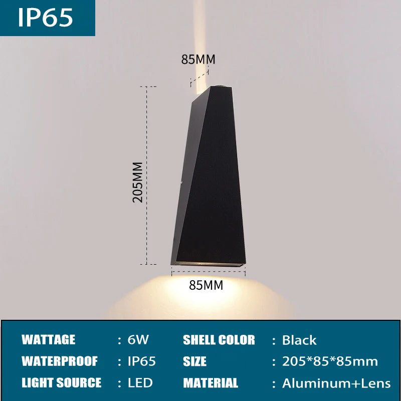 Outdoor LED Wall Lamp 6W 10W IP65 Waterproof Aluminum Wall Lights Porch Garden Fence Indoor Modern Nordic Sconce Lamps AC85-265V