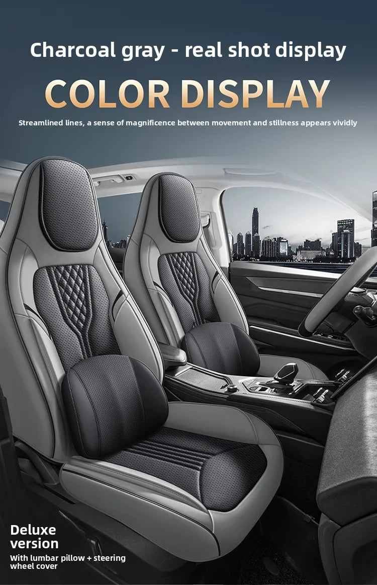Universal Sporty Seat Luxury Car Seat Full Cover Perforated Breathable Leather Sedan SUV. Cushion Car Seat Full Cover Protection