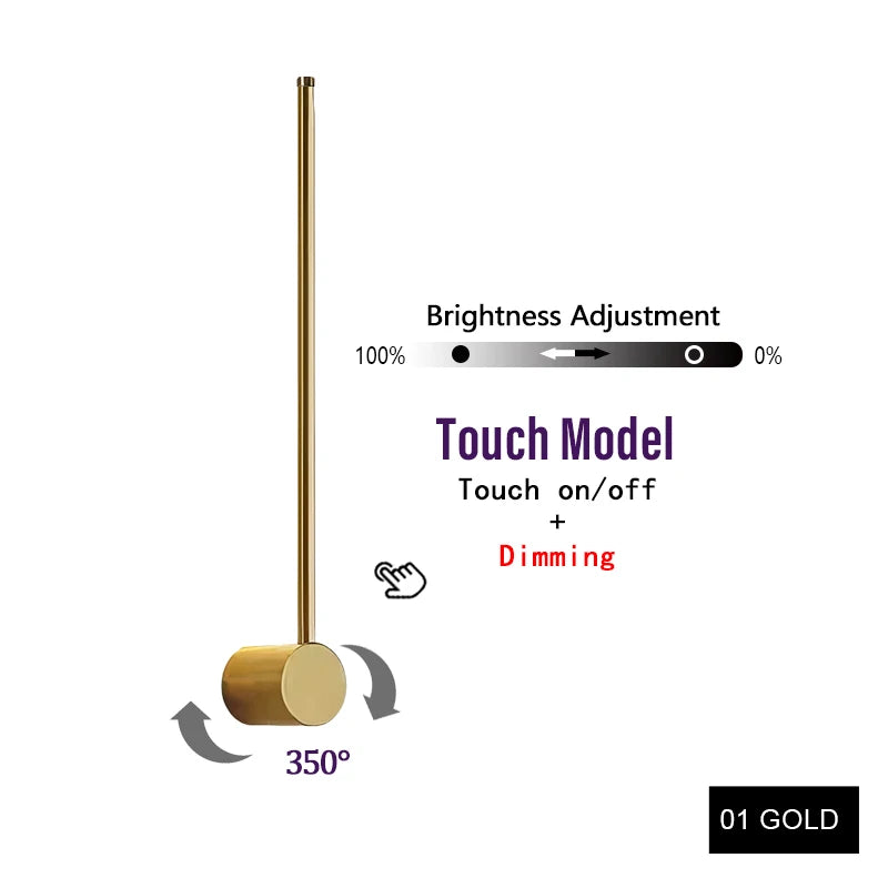 2/1 PCS Modern Led Wall Lamp 350° Touch Switch Long Wall Light For Home Living Room Sofa Background Wall Sconce Lighting Fixture