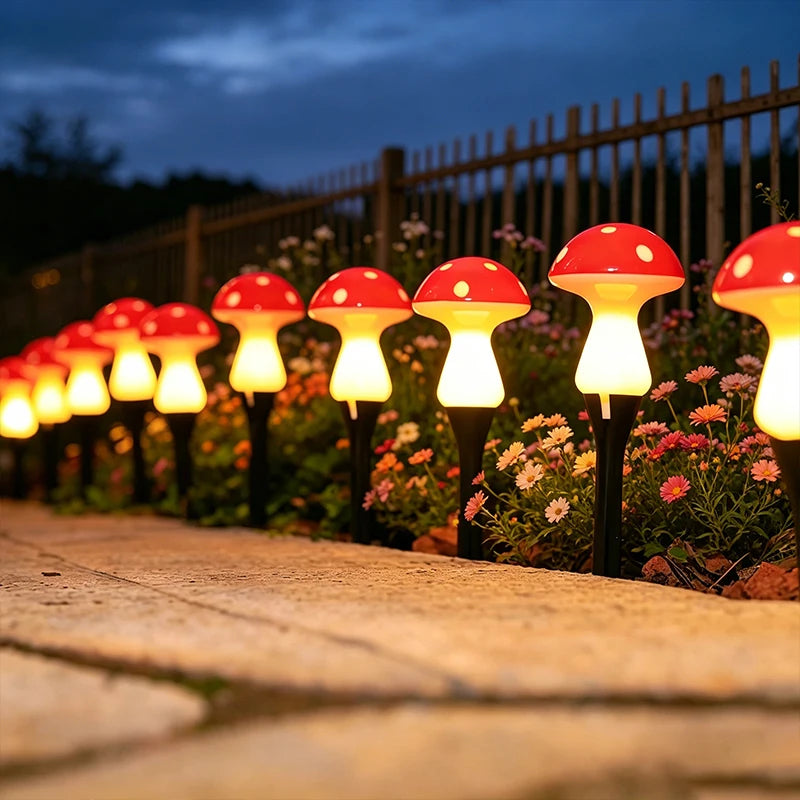 Outdoor LED Mushroom Decor Courtyard Lights Solar Power Waterproof Solar Path Ground Lights for Villa Walk Street Lawn Decor