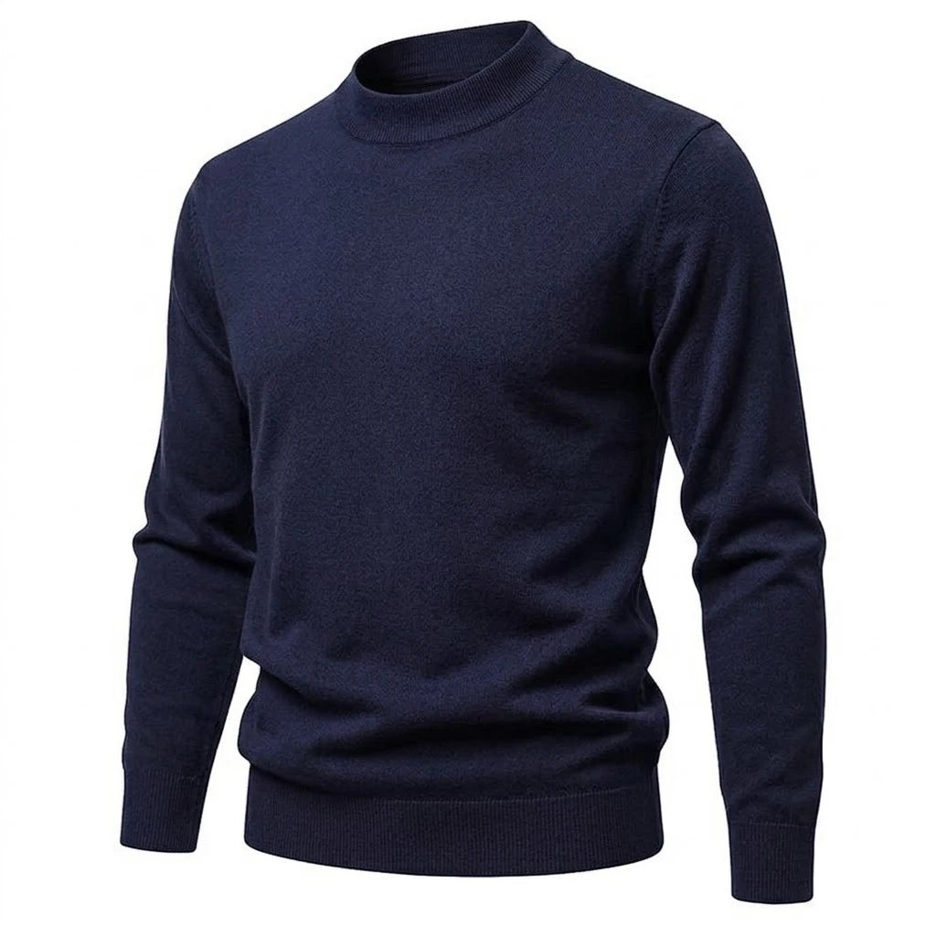 New Men's Mock Turtleneck Sweater Casual Long Sleeve Slim Fit Pullover Knitwear Solid Autumn Jumpers Warm Blouses for Winter