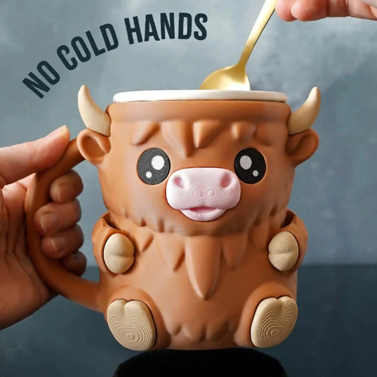 16oz Highland Cow Ice Cream Pint Holder Dessert Tub with Antifreeze Handl Ice-Creams Sleeve Cooler Container Kitchen Gadgets