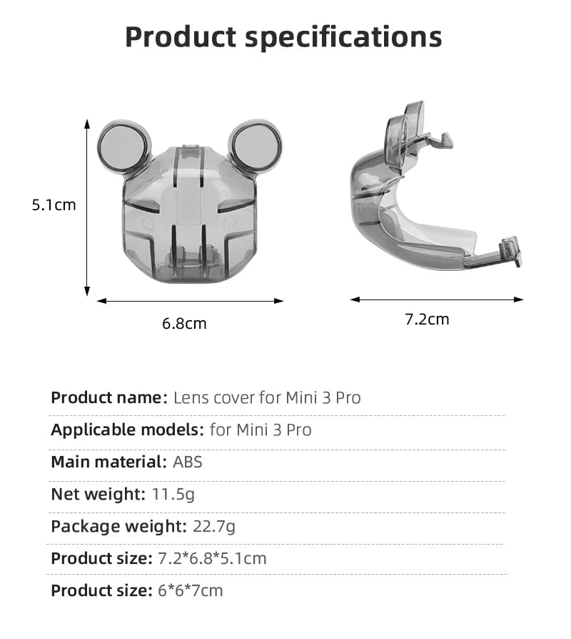 BRDRC Lens Cap for DJI Mini 3 Pro Drone Protective Gimbal Lock Cover Camera Guard Anti-Scratch Protector Props fixer Accessory