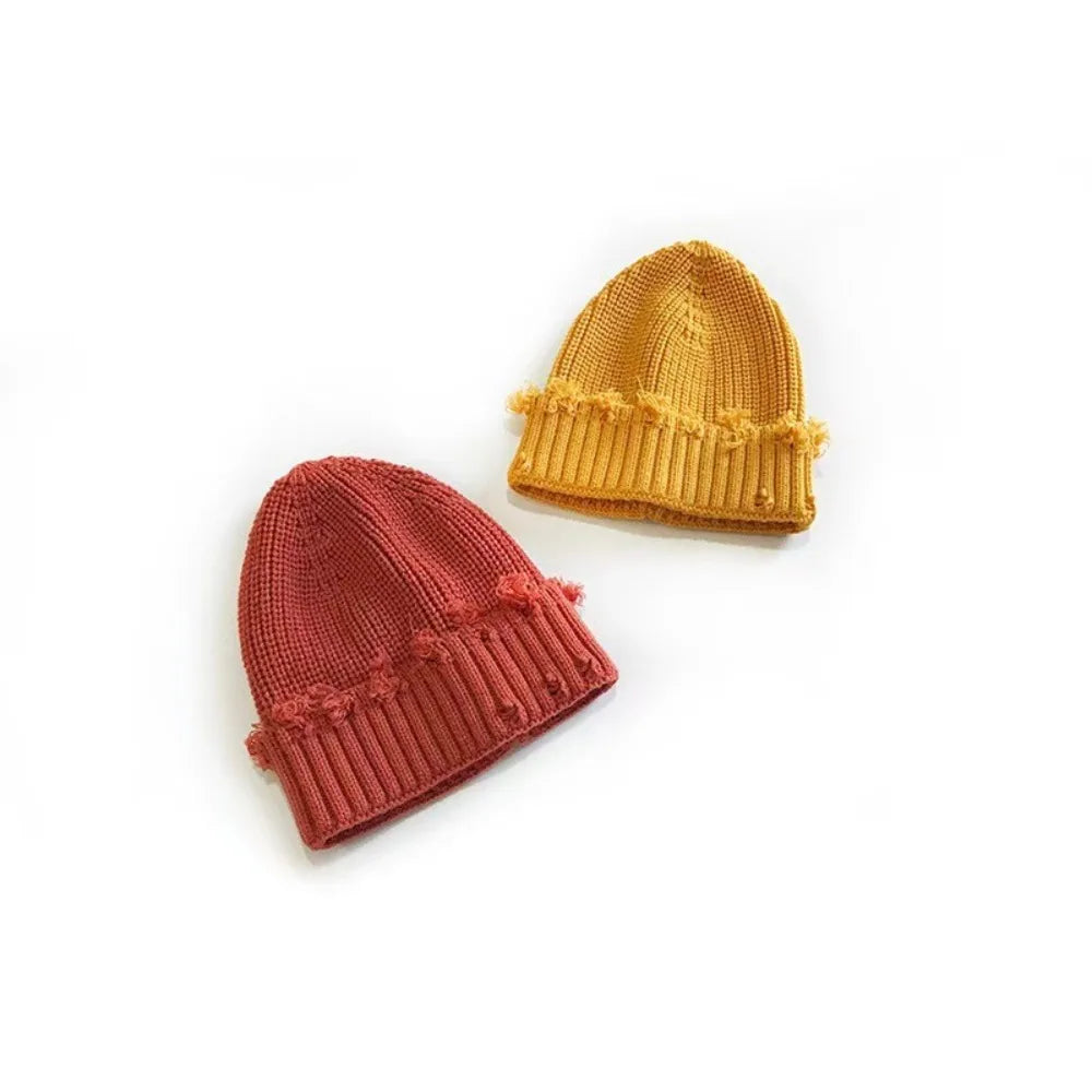 New Fall and Winter Hip Hop Trend Broken Brim Knitted Hat Woman Man Green Grey Black White Hole Cap Warm Hat Bonnets Fall