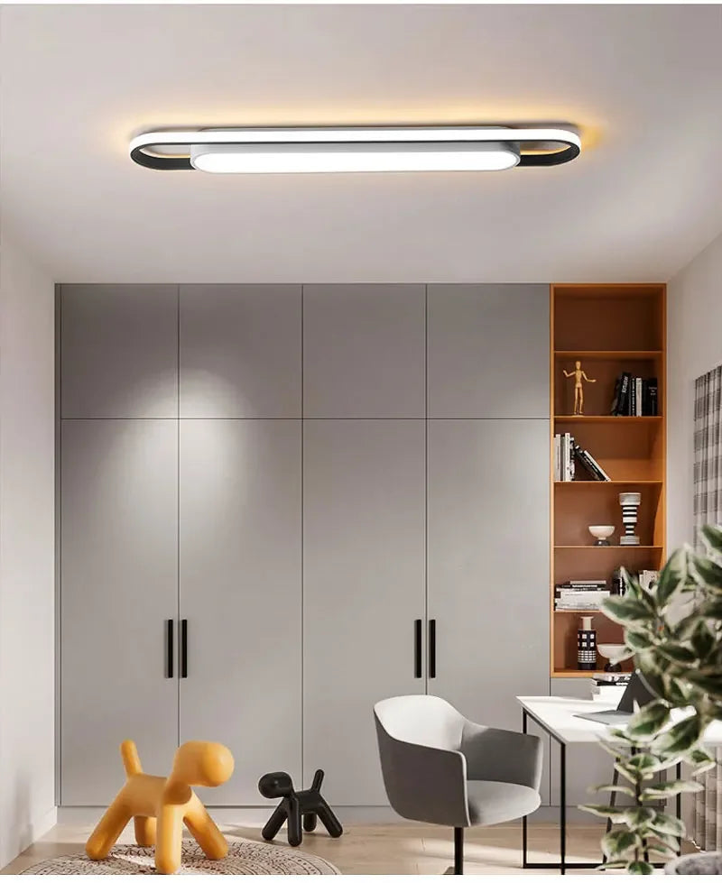 LED Ceiling Light, Minimalist Modern Light, Long Strip, Creative Bal Living Room, Bedroom, Study, Human Body Sensing Rectangular