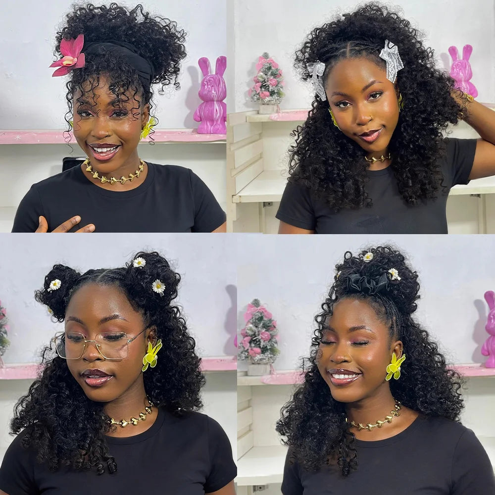 Curly Feather Crochet Human Hair Extensions Knotless Pre Separated Burmese Curly Crochet Extension With Special Curly Ends