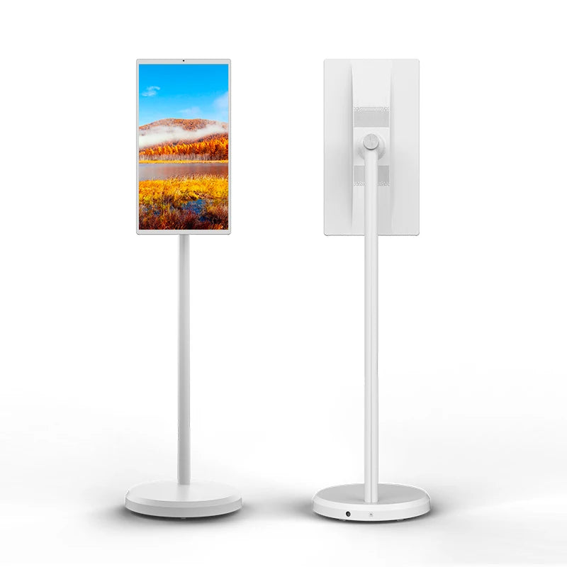 Floor-Standing TV Stand,32 Inch Monitor Screen Digital Signage Touch Screen Android 15 4+128GB Smart TV Display Portable TV Moni