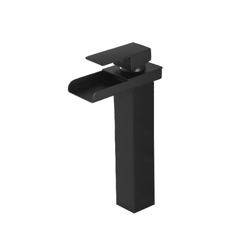 Basin Faucet Brushed Chrome Waterfall Faucet Stainless Steel Bathroom Black Washbasin Faucet Hot and Cold Mixer Tap Table Faucet