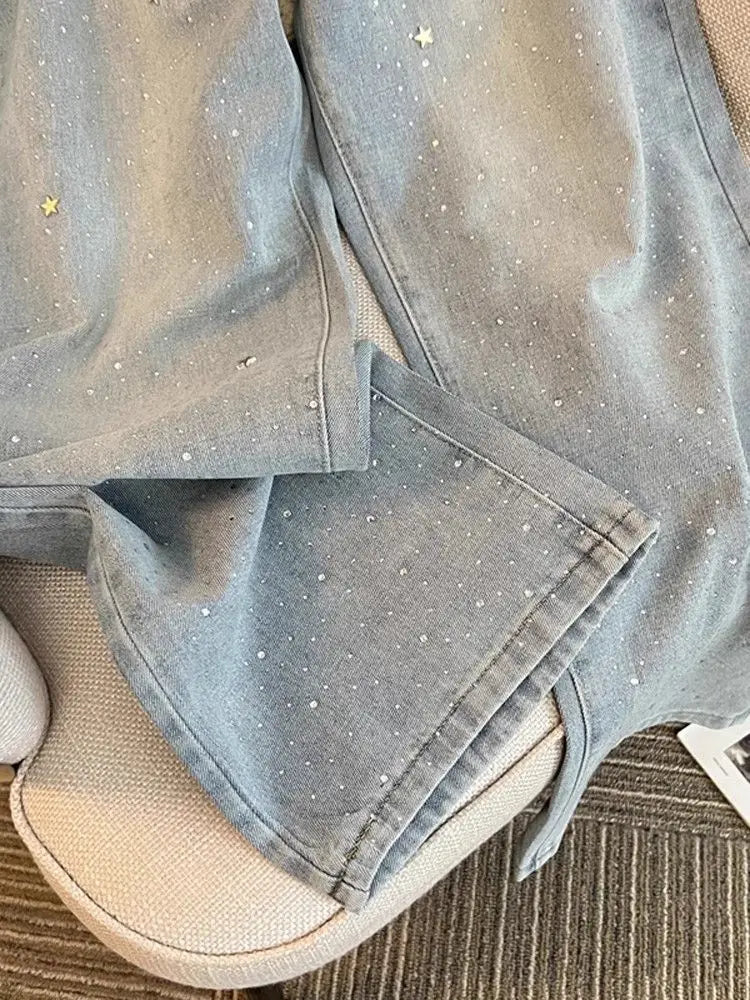 Women's High Waist Loose Straight Wide Leg Basic Casual Trendy Jeans Pants Summer New Fashion Light Blue Denim Trousers Clothes