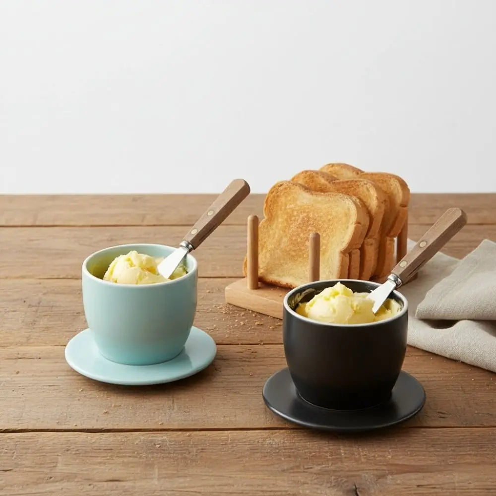 Kitchen Gadgets Ceramic French Butter Crock with Lid Solid Color Butter Cup Sealed Household Butter Jar Cheese